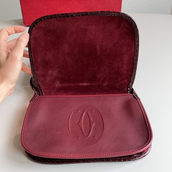 Cartier Vintage Must de Cartier Red Burgundy Crocodile Leather Bag. - Picture 10 of 17
